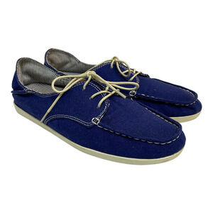 🍀 Olukai Heleuna Navy Blue Canvas Lace-Up Slip On Boat Shoe Sneaker Women’s 8